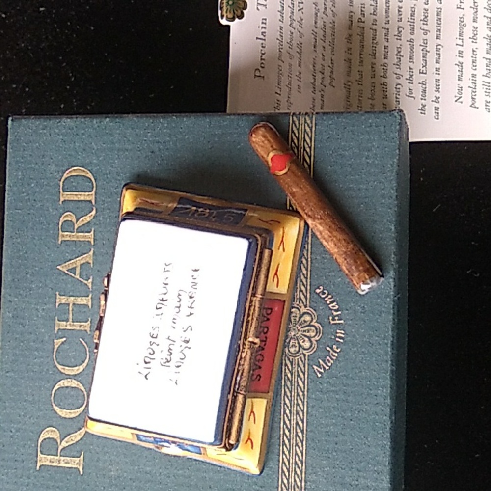 Rochard  Limoges Box HUMIDOR w/ Cigar 🇫🇷 France Authentic